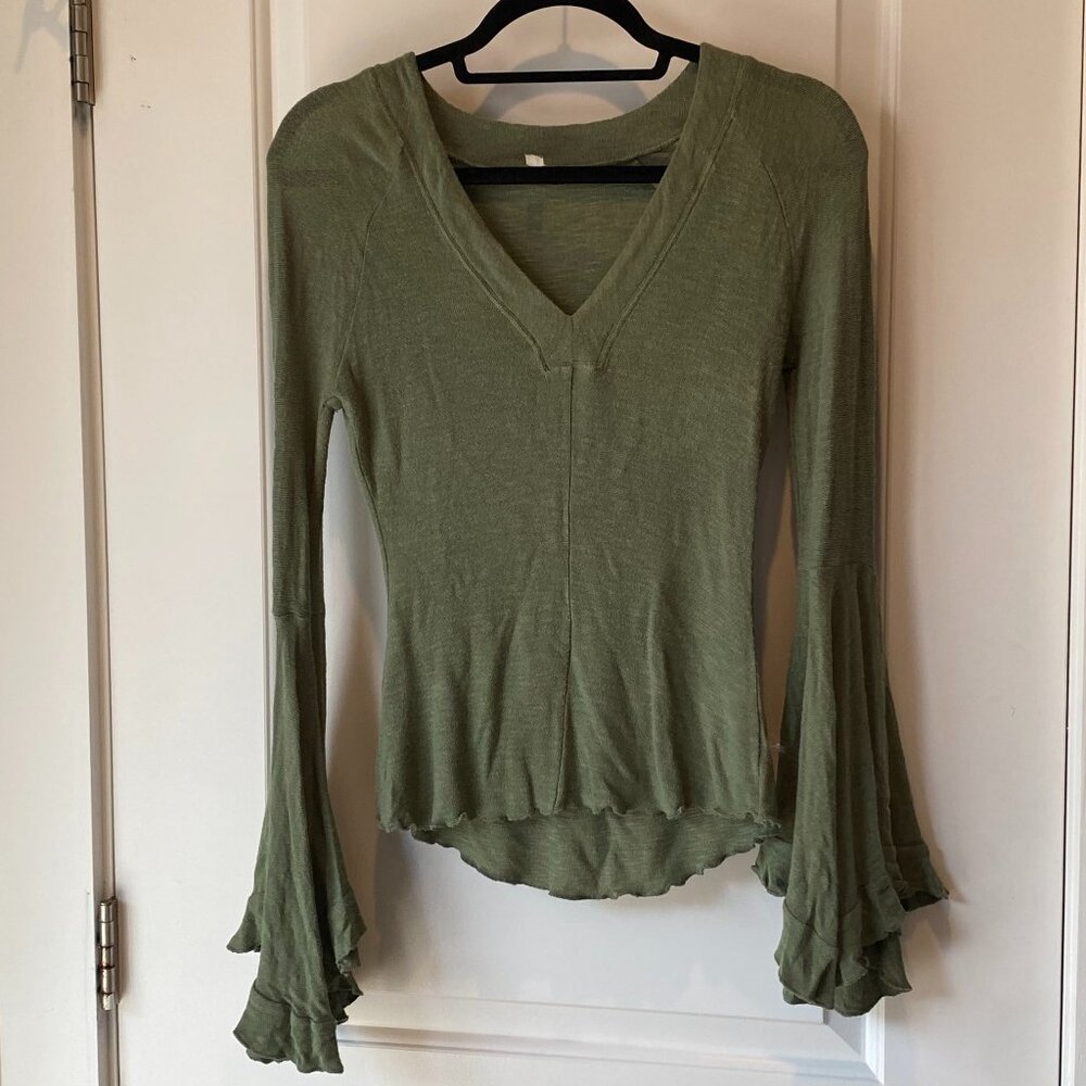 Free People Intimately Womens Olive Green Blouse